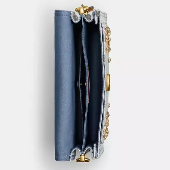 Coach RETAIL Bleach Washed Denim Tabby 26 With Distressed Crystals Style CCW92 - Picture 5 of 13